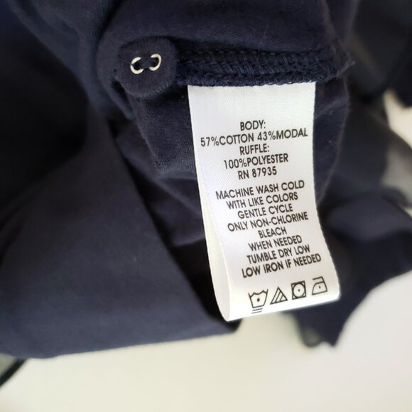 LOGO Soft Cotton Ruffle Front Cardigan Size XXS Semi Sheer Dark Romantic - Picture 6 of 6